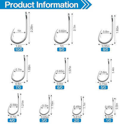 Fishing Live Bait Hooks, 40pcs Saltwater Live Bait Fish Hooks Circle Hooks for Catfish Stainless Steel Fishing Hooks Sharp Saltwater Fishing Hooks1/0-10/0 - size: 7/0 - 40pcs