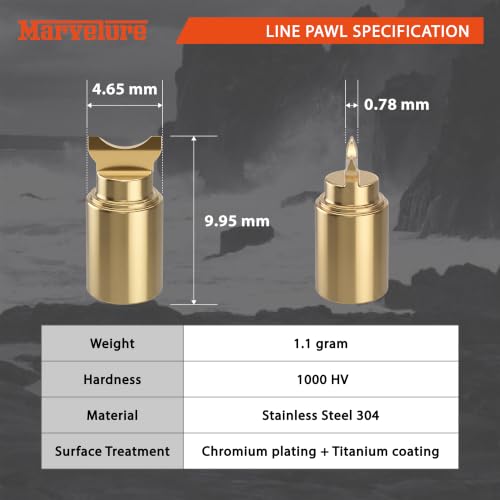 Titanium Coated Stainless Steel Line Guide Pawl for Daiwa Tatula Alphas, Shimano SLX Curado, Abu Garcia Ambassadeur Revo Max Series, Lew's Baitcasting Reels (Confirm Factory Pawl Size) - size: 9.95 x 4.65 mm (1 Pc)