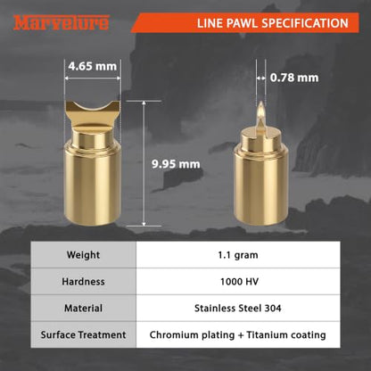 Titanium Coated Stainless Steel Line Guide Pawl for Daiwa Tatula Alphas, Shimano SLX Curado, Abu Garcia Ambassadeur Revo Max Series, Lew's Baitcasting Reels (Confirm Factory Pawl Size) - size: 9.95 x 4.65 mm (2 Pcs)