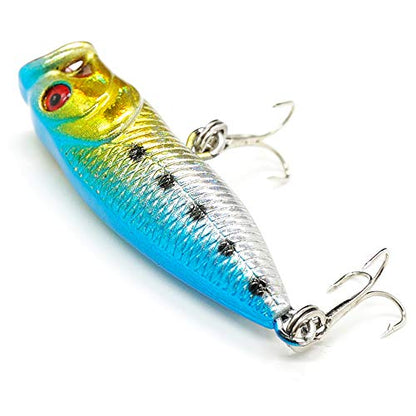 Seasky Fishing Plug Lures Micro Popper Topwater Trout Attack in Freshwater - color: Silver blue