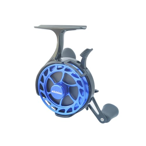 Alichino Ice Fishing Rod and Reel Combo Aluminum Inline Reel 26 Inch M/ML Rod Ice Jigs Set Box 8X PE Line Full Fishing Kit for Winter - color: Reel,Rod,PE Line and Lead Ice Jig Set