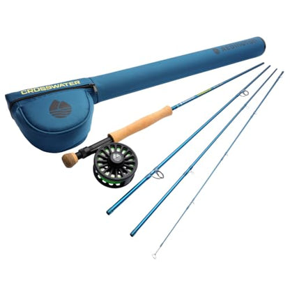 Redington Crosswater Fly Fishing Outfit – 4-Piece Fly Rod with Crosswater Reel, Rio Mainstream Fly Line & Zippered Travel Case – Complete Starter Kit - size: 8WT 9'0"
