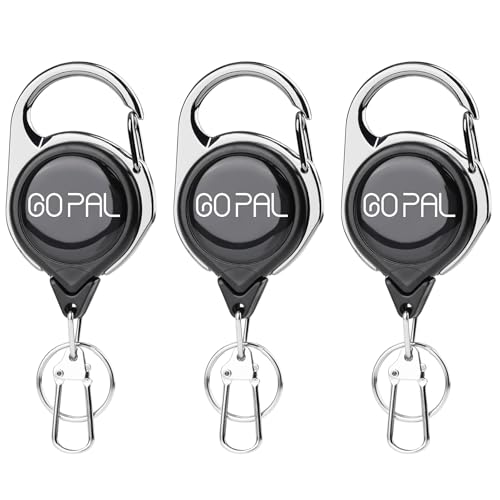 Go Pal 3Pack Fly Fishing Zinger Retractor: Retractable Keychain with 27.5" Durable Cord Badge Reel Lanyard - Fishing Rod Tether Fly Tying Equipment
