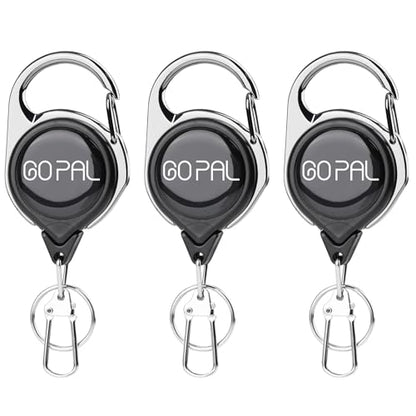 Go Pal 3Pack Fly Fishing Zinger Retractor: Retractable Keychain with 27.5" Durable Cord Badge Reel Lanyard - Fishing Rod Tether Fly Tying Equipment