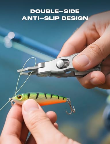 HOOK-EZE Fishing Line Cutter, Fly Fishing Nippers with Retractors and Knot Tying Tool Accessories, Stainless Steel Braided Line Scissors Clippers for Mono and Fluoro Lines - size: 4-in-1