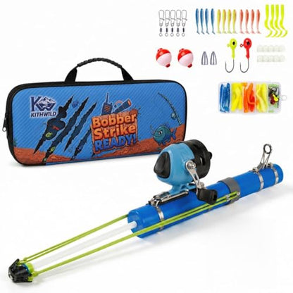 Catapult Fishing Rod Combo with Spincast Reel & Complete Tackle Kit, Slingshot Casting System, 15-25M Distance for Beginners