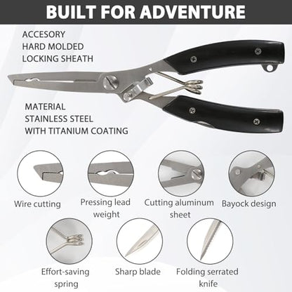 4PCS Set Fishing Scissors, Braided Line Cutter Tool Kit, Portable Fly Tying Scissors, Practical with Hand Rope, Suitable for Braided Fishing Line (Black)