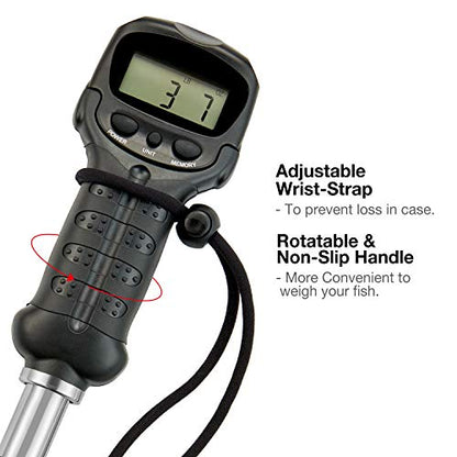 Piscifun Fish Gripper with Digital Fish Scale, Memory Function Fishing Scale, Save Up to Most 10 Set of Weight, Saltwater-Resistant, Portable Stainless Steel Fish Lip Gripper, Fishing Gear Gift - color: Black