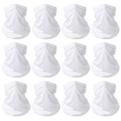6 Pieces Summer Face Cover Scarf Mens Neck Gaiter For Men Women UV Protection Face Breathable Sun Protection Cycling Running - color: White(12-pack)