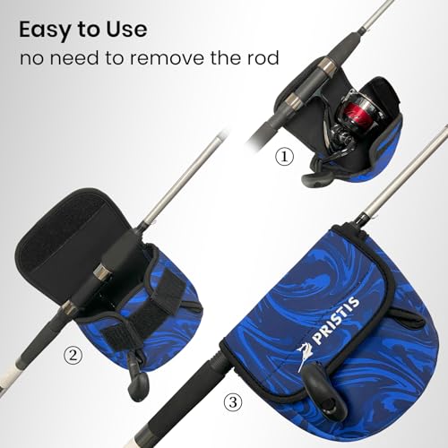 Pristis Spinning Reel Cover, Protective Pouch Bag made of 3mm Thick Impact Resistant Neoprene, Soft Adjustable Fishing Storage Protection Sleeve Case Accessory Gear for 1000-2000 series, size: S - size: S: 1000-2000 spinning reel - 1 Pack