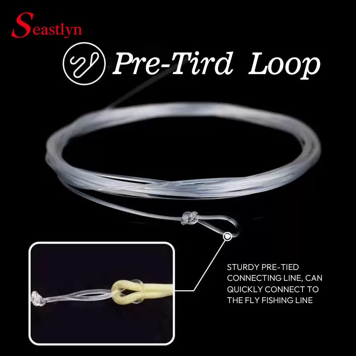 3-Pack Fluorocarbon Fishing Line Pre-Tied Loop Fly Fishing Tapered Leader 7.5FT 9FT 12FT 0X 1X 2X 3X 4X 5X 6X 7X 8-26LB - size: 9FT-1X