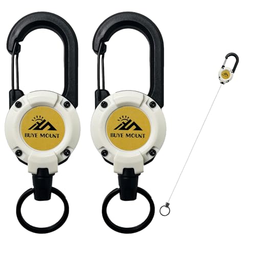 Yojaro Retractable Keychain Heavy Duty 2Pack, Multitool Carabiner Badge Holder, Retractable Keychain Clip Id Holder, Upgraded 58cm Stainless Steel Cord White - color: 2 Pack White