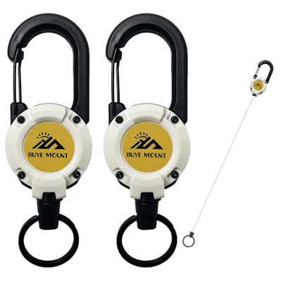 Yojaro Retractable Keychain Heavy Duty 2Pack, Multitool Carabiner Badge Holder, Retractable Keychain Clip Id Holder, Upgraded 58cm Stainless Steel Cord White - color: 2 Pack White