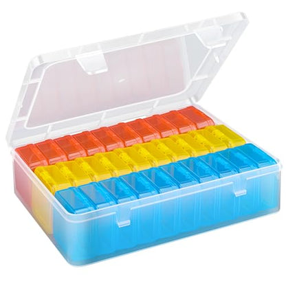 Mathtoxyz Bead Organizer Box(Red,Yellow,Blue), 30Pcs Small Bead Organizers and Storage Plastic Cases Mini Clear Containers Boxes with Hinged Lid and Rectangle for Bracelet Making DIY Jewelry Craft - size: BlueRedYellow - 1P