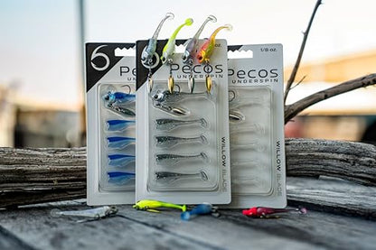6th Sense – Pecos Underspin Crappie Fishing Lure Kit with 1/8 oz Jig Head and 2 in Swimbaits - color: Pro Shad, style: Willow Blade