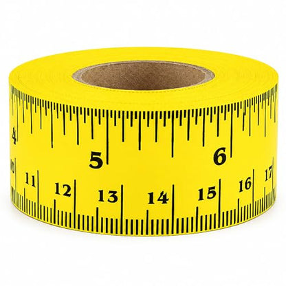 ChromaLabel Adhesive Measuring Tape, 1 Inch x 13.9 Yards, Yellow | Peel and stick ruler tape with removable adhesive and Imperial/Metric markings for sewing and crafts. Made in USA - color: Yellow, size: 1" Wide