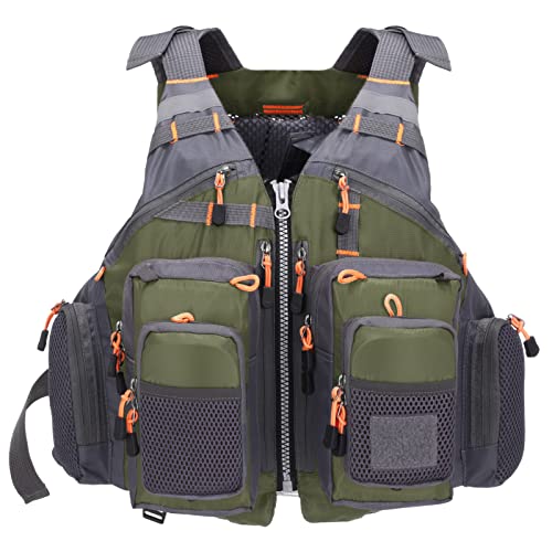 Lixada Fly Fishing Vest Fishing Jacket Breathable Polyester Mesh Design Fishing Vest - color: Green