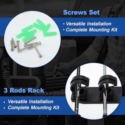 2X Magnetic Fishing Rod Holder, Magnetic Fishing Pole Storage Rack for Car Boat Truck Pickup Bed Wall Garage Door, W/ EVA Foam, Horizontally
