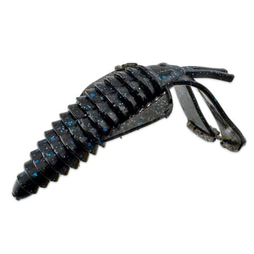 Pulse Craw Soft Plastic Crawfish Lure – 3.9" (100mm), 10-Pack, Rage-Style Craw Bait for Bass Fishing, Texas Rig & Jig Trailer - color: Black Blue Flake