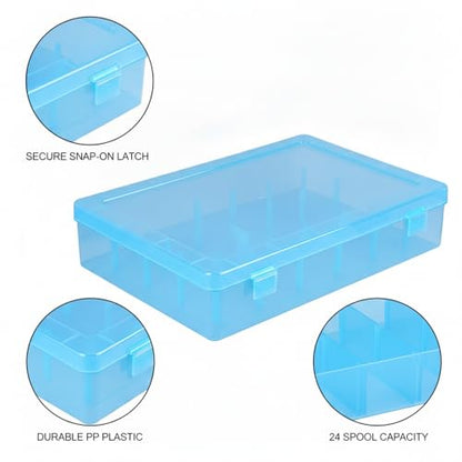 Fishing Line Spool Storage Box, PP Plastic Tackle Organizer for 24 Spools, Compact Container Prevents Tangling in Gear Bags (1 PC)