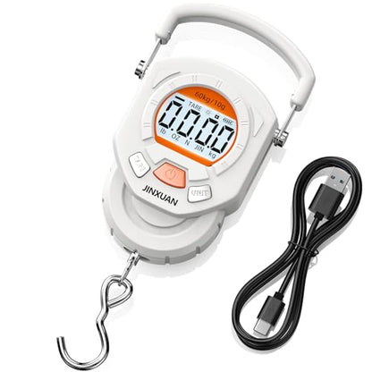 Fishing Scale 132lb/60kg Luggage Scale Digital Fish Scale with Backlit LCD Display, Fish Weight Scale Luggage Weight Scale Hanging Scale with 4 Units USB Cord, Fishing Accessories Fishing Gift - style: USB Rechargeable