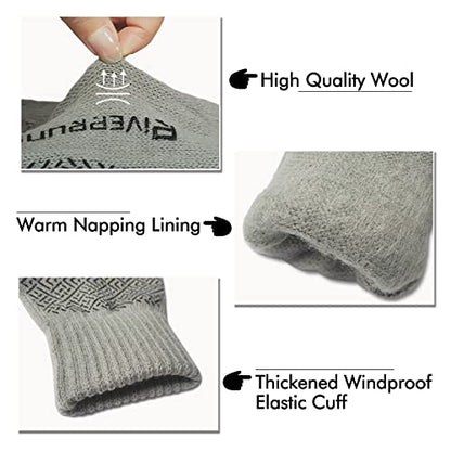 Riverruns Wool Fishing Gloves - Winter Fingerless Knitted Gloves for Men and Women 3-Cut Fingers Warm Gloves for Cold Weather, Fly Fishing, Ice Fishing, Kayaking - color: Gray