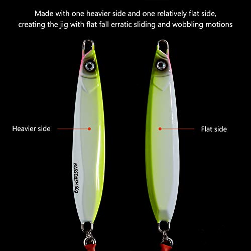 BASSDASH STIX Casting Jig Lure Vertical Slow Jigging Lures Mustad Hooks 0.7oz 1.1oz 1.4oz 2.1oz 2.8oz 3.9oz Mustad Hooks for Saltwater Freshwater Kayak Boat Shore Fishing, 3-Pack - size: 20 grams (0.7 oz)