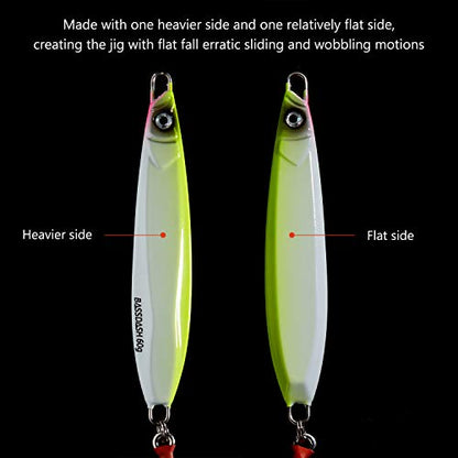 BASSDASH STIX Casting Jig Lure Vertical Slow Jigging Lures Mustad Hooks 0.7oz 1.1oz 1.4oz 2.1oz 2.8oz 3.9oz Mustad Hooks for Saltwater Freshwater Kayak Boat Shore Fishing, 3-Pack - size: 60 grams (2.1 oz)