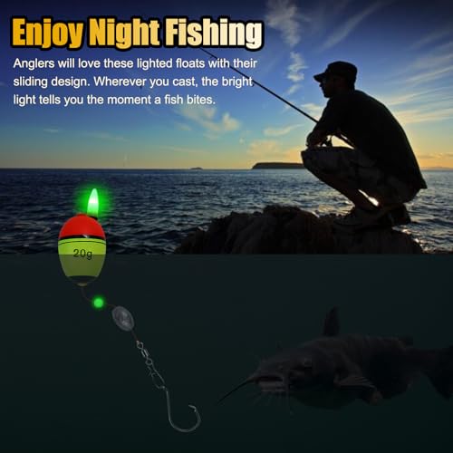 Night Fishing Slip Float, EVA Sliding Float Led Lighted Slip Bobbers for Saltwater Freshwater, 15g-40g Buoyancy Fishing Floats Without Battery - color: 15g Buoyancy Floats*5PCS