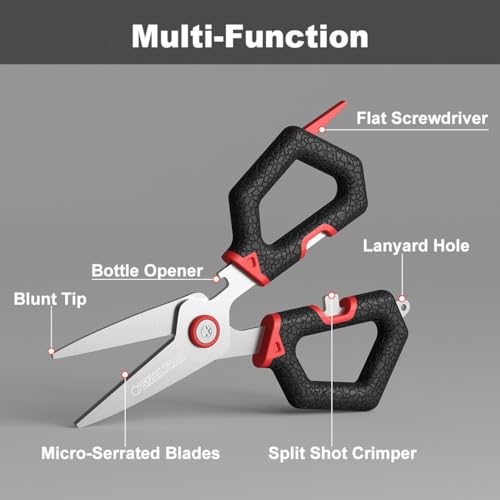 SNAIL TRAIL 2 Sets Fishing Braided Line Scissors, 6-inch & 4.5-inch Fishing Line Cutters Combo, Serrated Stainless Steel Fishing Shears for Saltwater, Fish Wire Cutters