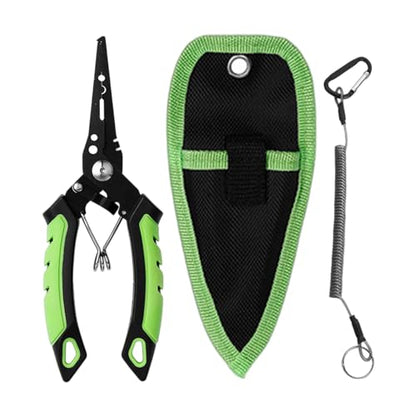Fishing Pliers Heavy-Duty Rust-Proof | Saltwater Fly Fishing Pliers Hook Remover for Outdoor Ice Shore River Lake Angling Catfishing - color: Green