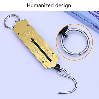 Yellow Fishing Scale with Hook Portable Mechanical Luggage Scale Weight Scale Auto-Off Function for Household, Shops, Luggage, Travel, Fishing, Outdoors