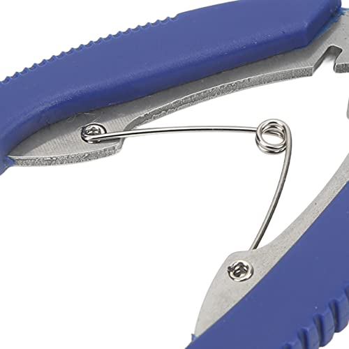 Fishing Pliers Multi Function Lure Pliers with Curved Mouth Stainless Steel Fishing Hook Remover and Line Cutting Scissors Braid Cutters for Outdoor Fishing Durable (Blue) - color: Blue