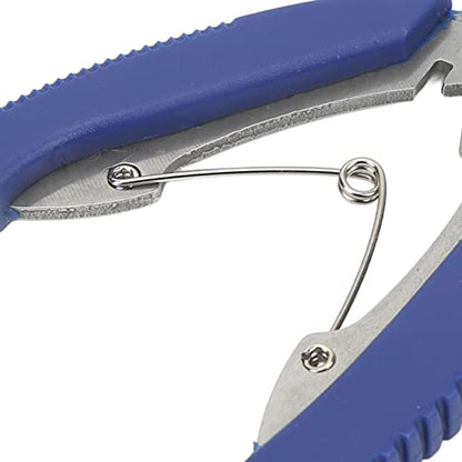 Fishing Pliers Multi Function Lure Pliers with Curved Mouth Stainless Steel Fishing Hook Remover and Line Cutting Scissors Braid Cutters for Outdoor Fishing Durable (Blue) - color: Blue