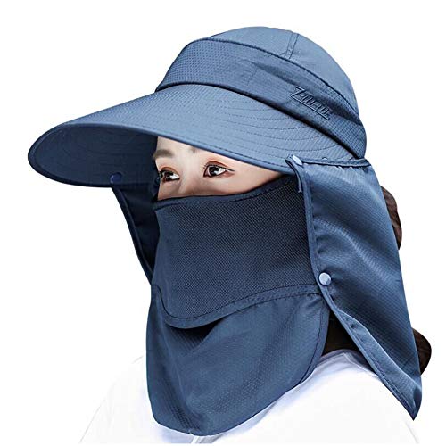 Wide Brim Sun Hat – Multifunctional UPF 50 Protection Bucket Fishing Hat Cap - color: Navy, size: One Size