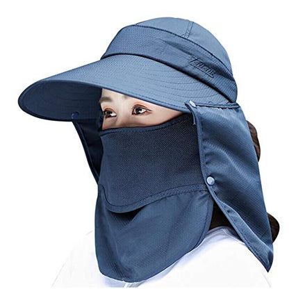 Wide Brim Sun Hat – Multifunctional UPF 50 Protection Bucket Fishing Hat Cap - color: Navy, size: One Size