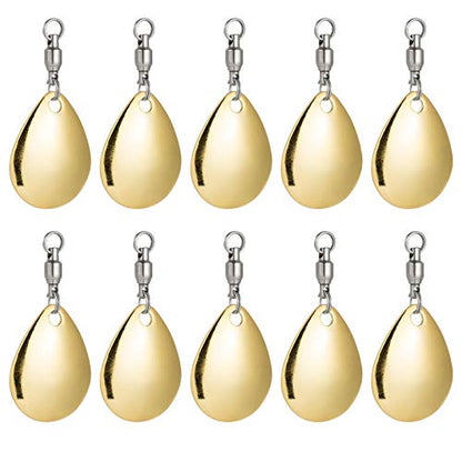 Alwonder 10 Pack Spinner Blades with Ball Bearing Swivels Tail Spinner Spinnerbait Lure Making Supplies Bass Lures Soft Lures - color: #3 Colorado Blades, Gold, 10pcs