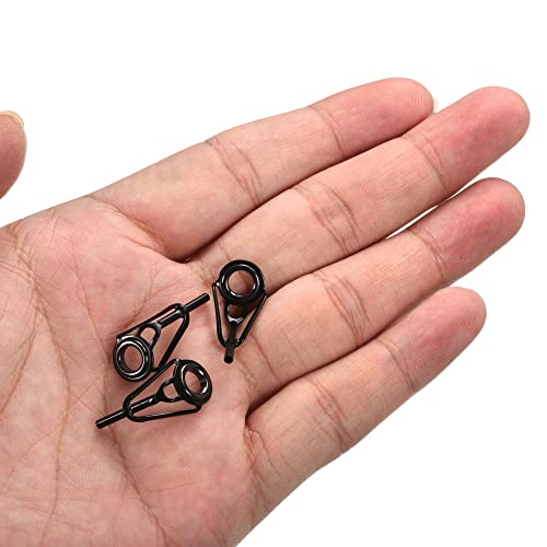 PATIKIL Tube Dia Fishing Rod Tips Repair Kit, Stainless Steel Black Guide Ring for Fishing - size: 1.6mm