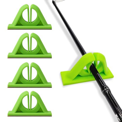 Wall-Mounted Fishing Rod Holder - No Drilling Required Space-Saving Fishing Rod Holders for Garage, Rod Holders for Fishing Boat, and Easy-to-Use Fishing Pole Holders(4pc Grass Green) - color: 4pc Grass green
