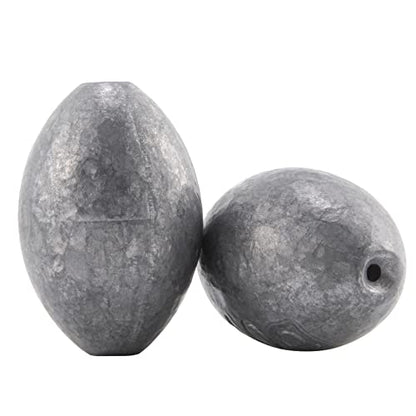 Dr.Fish Egg Sinker Lead Fishing Weights Oval Shaped Catfishing Weights Bank River Freshwater Saltwater Fishing Bass Casting - size: 3oz-5 Pack