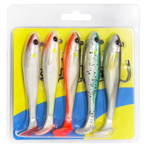 Kmucutie Pre-Rigged Soft Fishing Lures，All-Conditions Paddle Tail Swimbaits for bass and Walleye，Fishing Bait for Freshwater Saltwater - size: 3.5 INCH --0.45 OZ