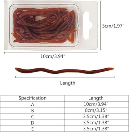 20Pcs Multicolour Stochastic Soft Fishing Lures for Bass Soft Swimming Earthworm Baits Lifelike-Fake Baits Artificial Worm-Lures Fishing 8cm, and Attractants