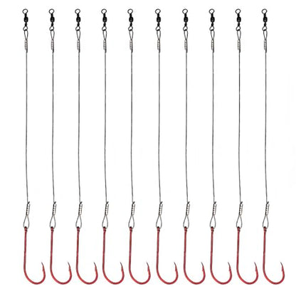 10pcs Fishing Wire Leader Hook Rigs Baitholder Fishing Hook Nylon Coated Fishing Wire Leader with Swivel 3/0 2/0 1/0 1# 2# 4# 6# - size: 3/0-10pcs, style: 8.9inch