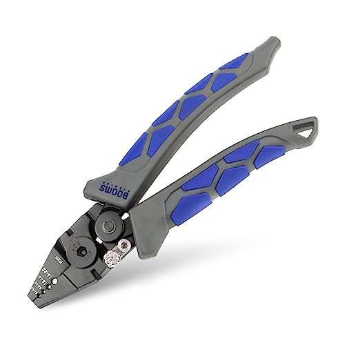 Booms Fishing CP4 Wire Crimping Tool with Cutter, Effort-Saving Fishing Crimping Pliers, High Carbon Steel Fishing Plier Wire Rope Leader Crimper Tool, 7 inch Crimpers Swager with Ergonomic Handle - style: Crimper Only