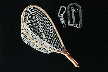 Kingfisher Fishing for Fly Fishing Landing Net Wooden Frame Trout Fishing Net Soft Rubber Mesh