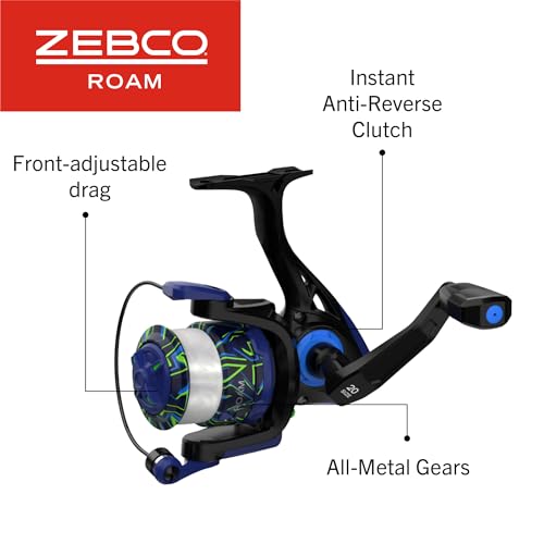 Zebco Roam Spinning Reel and Fishing Rod Combo, Fiberglass Rod, Split ComfortGrip Handle, Soft-Touch Handle Knob, Reversible Retrievee - color: Energy Green/Blue, size: 6-Foot, Size 20 Reel
