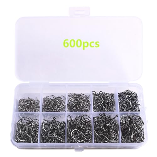 1000pcs 600pcs 300pcs Small Fish Hooks for Freshwater, 10 Specifications of Trout Fishing Hook Set - style: 600pcs