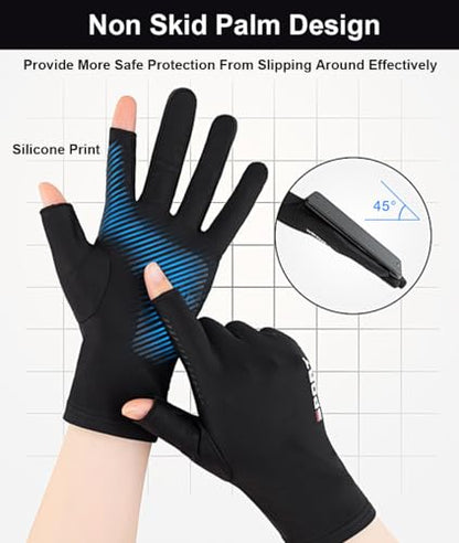 SUJAYU UV Protection Gloves - Driving, Sailing, Kayak & Paddling Gloves with Sun Protection for Men & Women - color: Black, size: Large