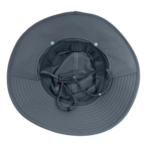 Connectyle Men's Wide Brim Sun Hat with Neck Flap UPF 50+ Packable Breathable Boonie Bucket Hat for Fishing Hiking Safari - color: Dark Grey