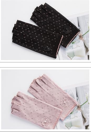 Gongxue 4 Pairs Women Sunscreen Fingerless Gloves UV Protection Driving Riding Fishing Cotton Mittens - color: Purple